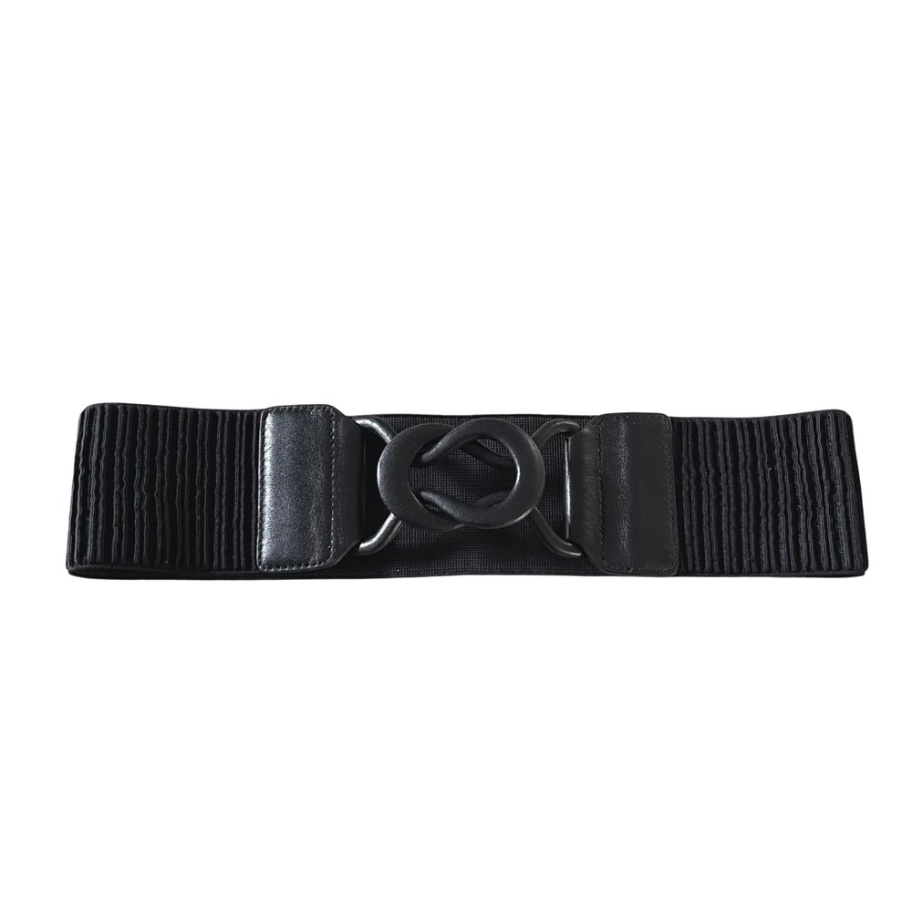 WCM New York Waist Belt Women S Black Minimalist Cincher Elastic Leather 1846 01